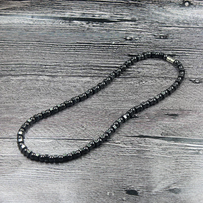Nuova collana vintage nera con perline magnetiche in ematite, per terapia energetica e benessere, adatta a uomini e donne HN022