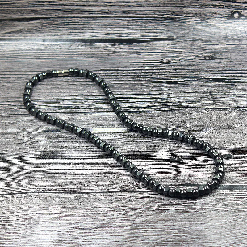 Nuova collana vintage nera con perline magnetiche in ematite, per terapia energetica e benessere, adatta a uomini e donne HN022