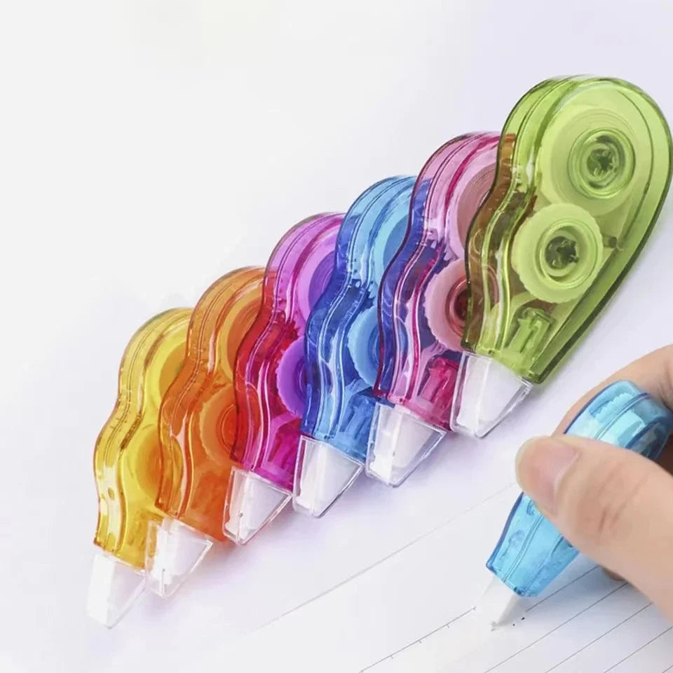 Set di 6 nastri correttori Kawaii con design meccanico e carino, perfetti per decorare diari e materiale scolastico