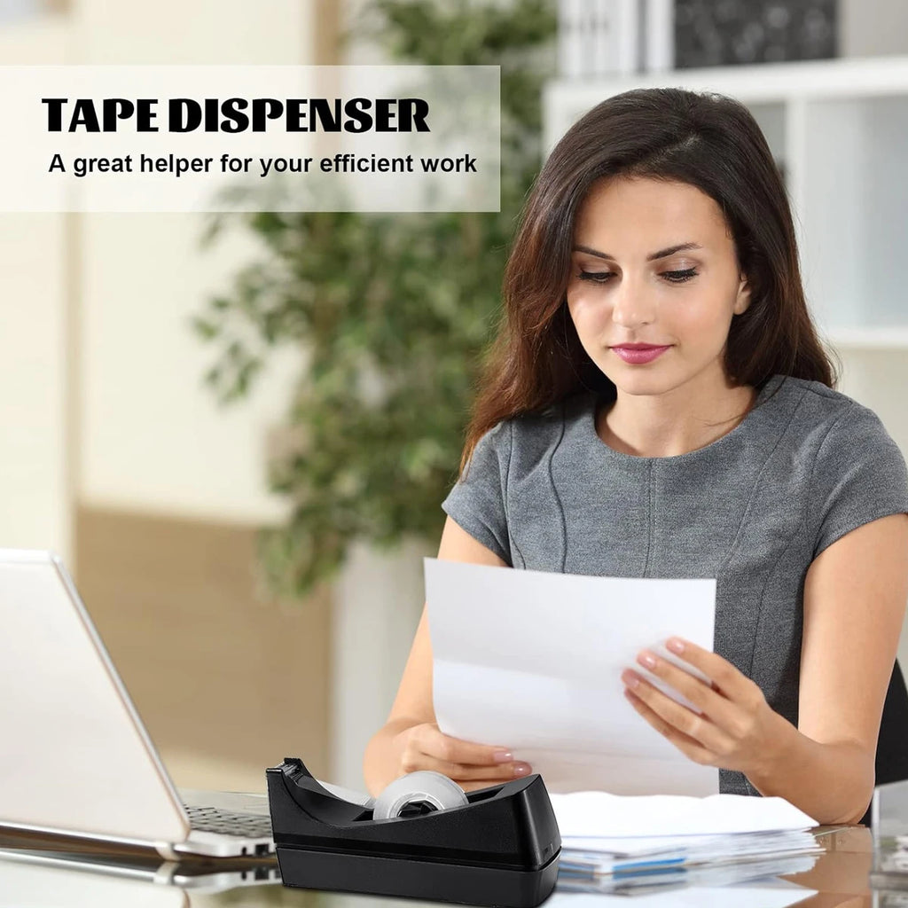 1 pz, nero, dispenser di nastro adesivo da tavolo con base antiscivolo, ricarica di nastro per dispenser, dispenser