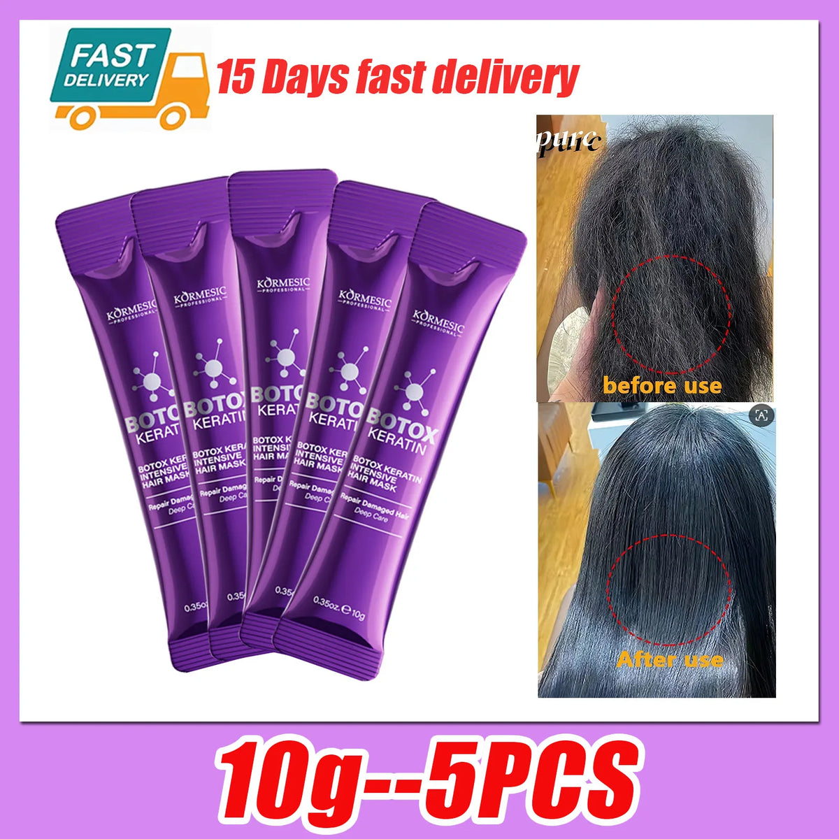Maschera per capelli alla cheratina: magica riparazione in 5 secondi, capelli danneggiati, crespi, morbidi, lisci e lucenti. Idratazione profonda, trattamento riparatore per capelli