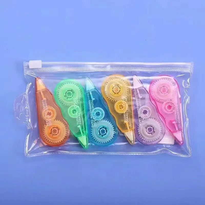 Nastri correttori Kawaii design meccanico – Set da 6, per diari, scuola e materiale scolastico