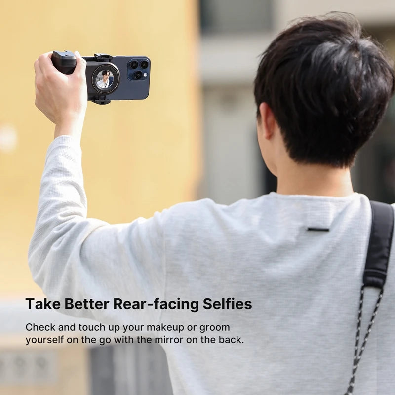 Ulanzi MA35 MagSafe Impugnatura per fotocamera smartphone con Bluetooth, stabilizzatore per selfie, ideale per scatti verticali e orizzontali.