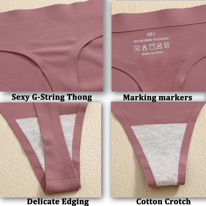 Set di 7 slip perizoma da donna in senza cuciture, a vita bassa, morbidi, ultra sottili