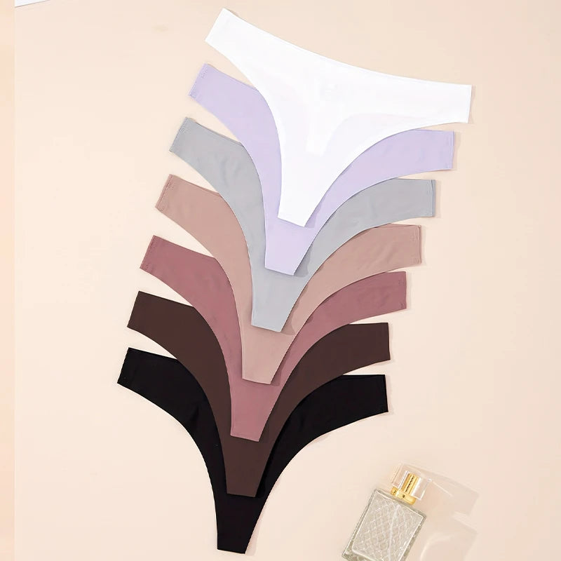 Set di 7 slip perizoma da donna in senza cuciture, a vita bassa, morbidi, ultra sottili