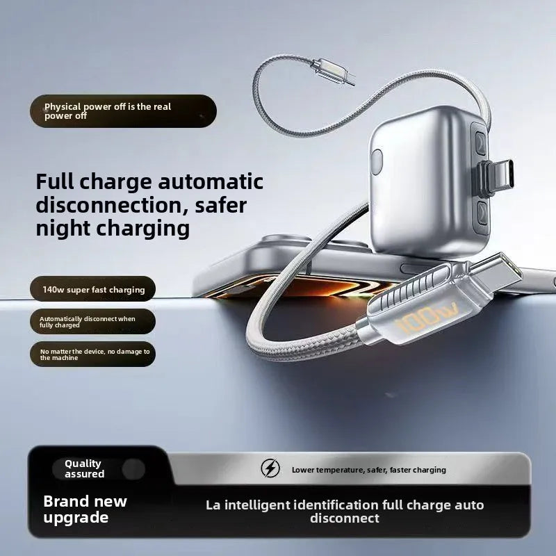 Adattatore di ricarica intelligente a piena carica con disconnessione automatica, ricarica rapida da 140 W, separatore di sicurezza, per dispositivi Type-C