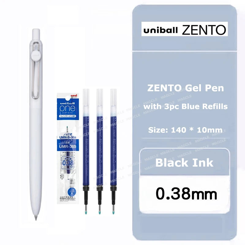 Penna gel Uniball ZENTO 0.38/0.5mm – Scrittura fluida a base d'acqua, per scuola e ufficio