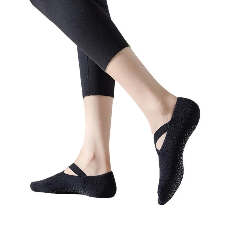 3/5 paia di calzini da yoga a fascia da donna in cotone tinta unita antiscivolo invisibili per pilates, calzini antiscivolo per palestra e sport, calzini in spugna per pavimenti
