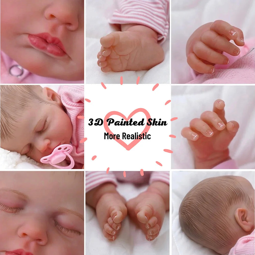 MRB Bambole Reborn realistiche dipinte da 20 pollici LouLou Bambola neonata in vinile con pelle 3D