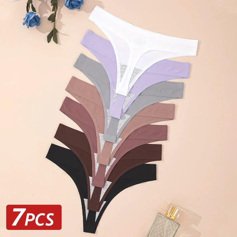Set di 7 slip perizoma da donna in senza cuciture, a vita bassa, morbidi, ultra sottili
