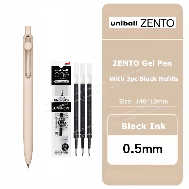 Penna gel Uniball ZENTO 0.38/0.5mm – Scrittura fluida a base d'acqua, per scuola e ufficio