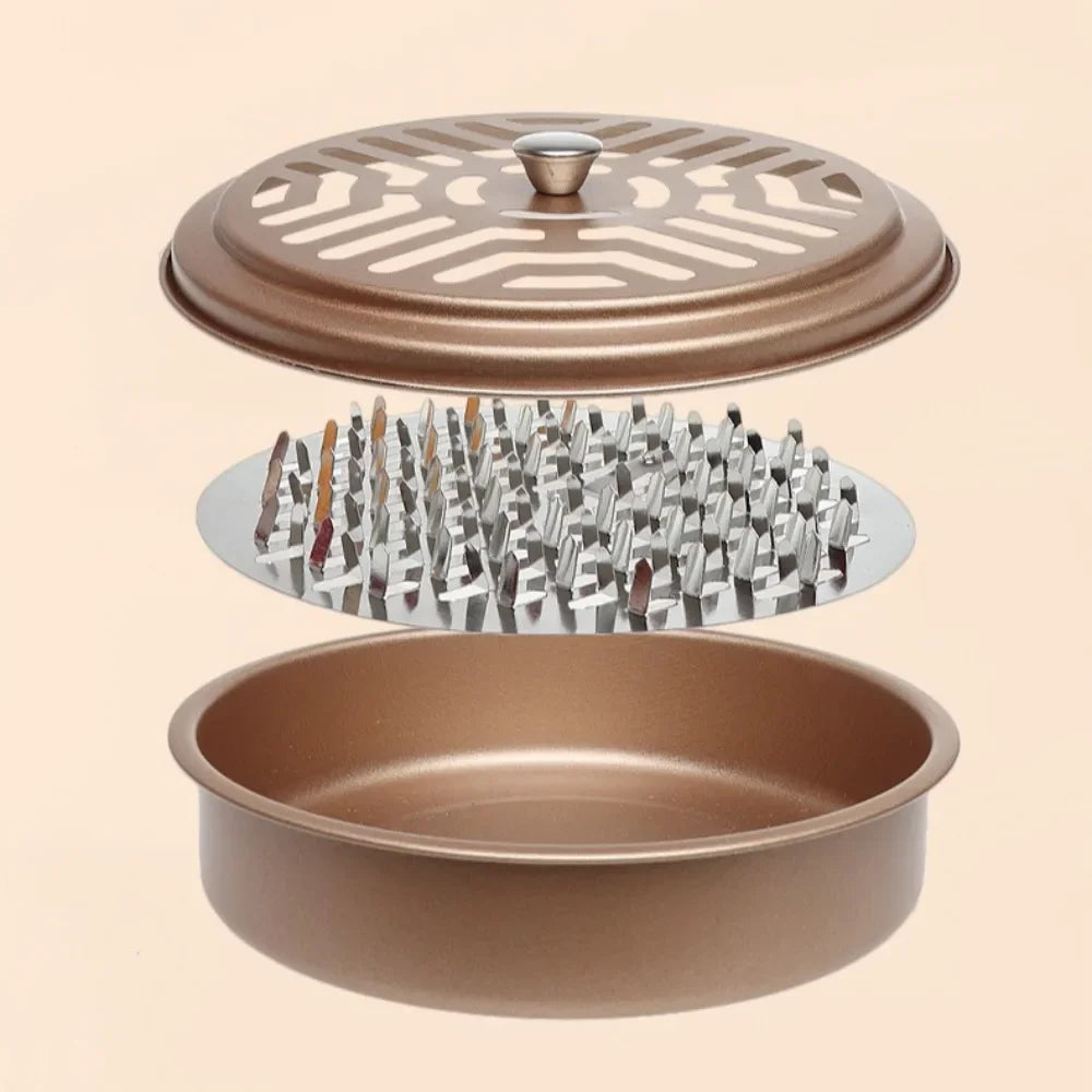 Scatola per spirale antizanzare ignifuga con coperchio rotondo, supporto per spirale da esterno dentellato, vassoio per aromaterapia in ferro.er Nights Camping tools