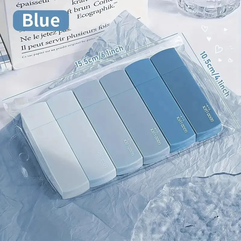 Nastri correttori sfumati color macaron – Set da 6, silenziosi e senza tracce, per scuola e ufficio