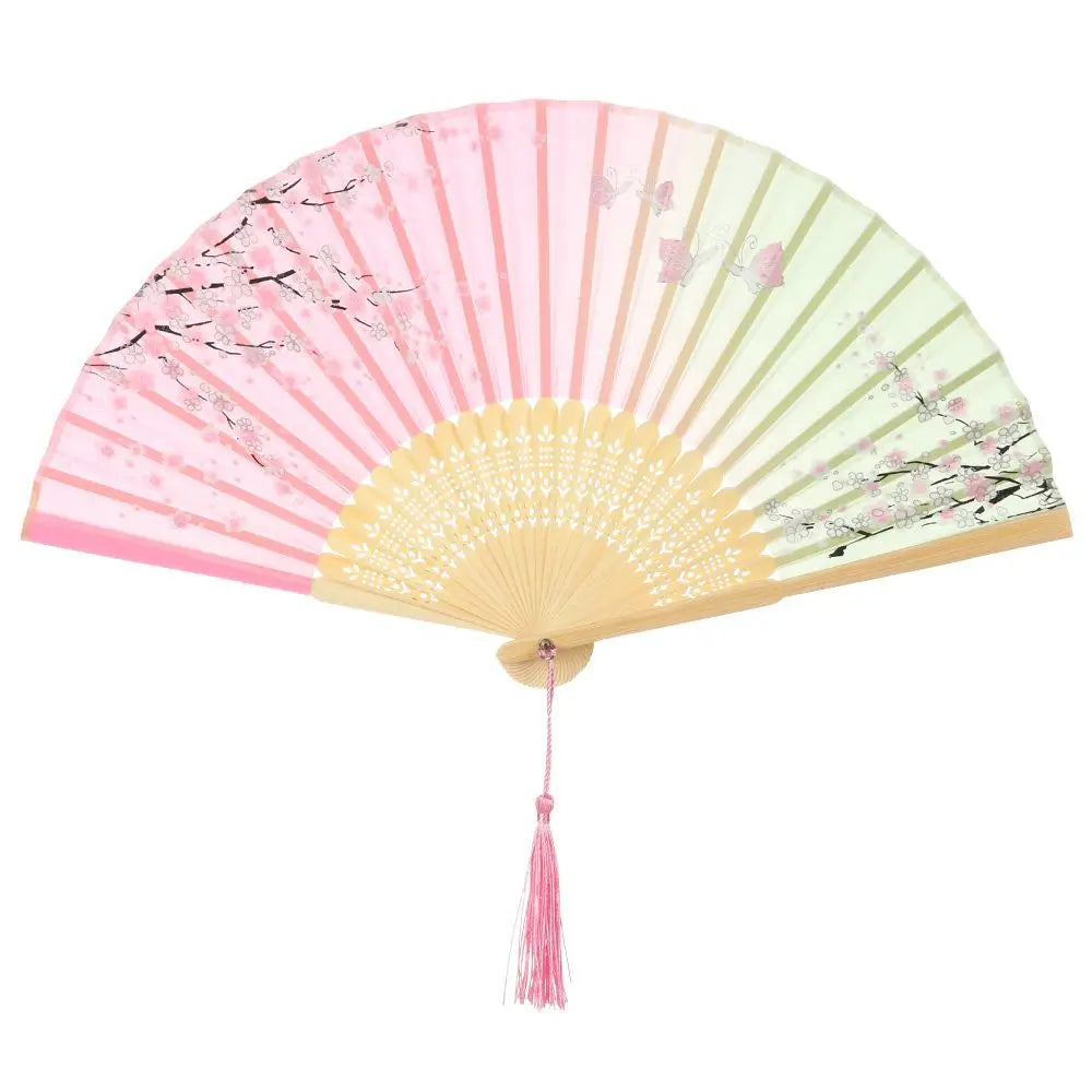 Ventaglio pieghevole in bambù e seta – Stile vintage cinese/giapponese con nappa colorata