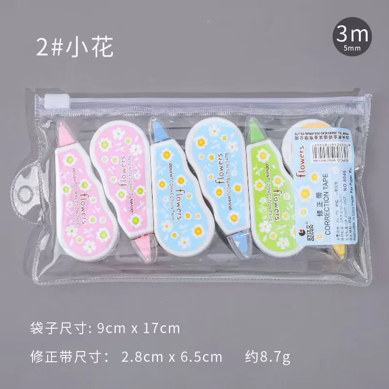 Nastri correttori Kawaii design meccanico – Set da 6, per diari, scuola e materiale scolastico