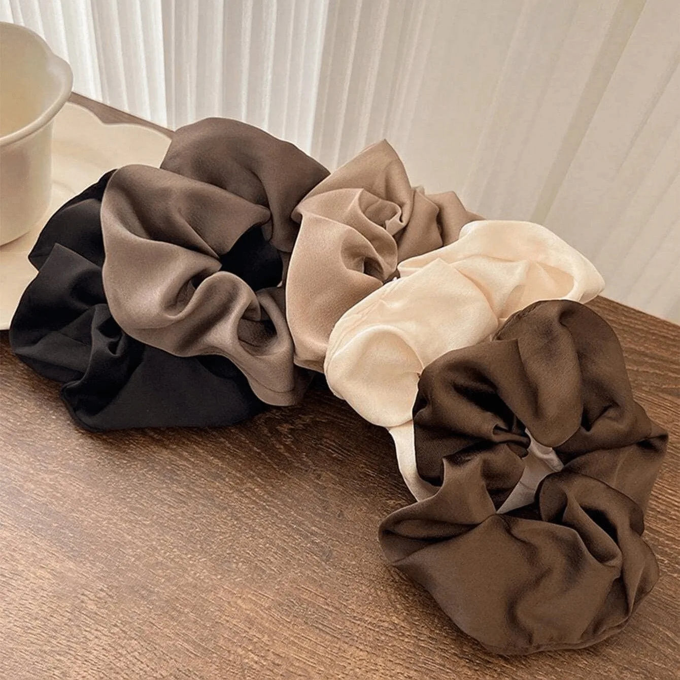 5 elastici per capelli grandi in vera seta stile retrò, di alta qualità, per donna, adatti per chignon, delicati sui capelli.