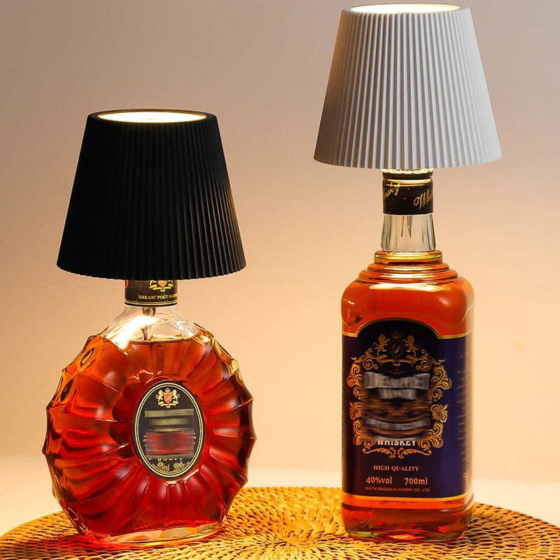 Lampada da tavolo a LED a righe sottili per bottiglie di vino, controllo touch.