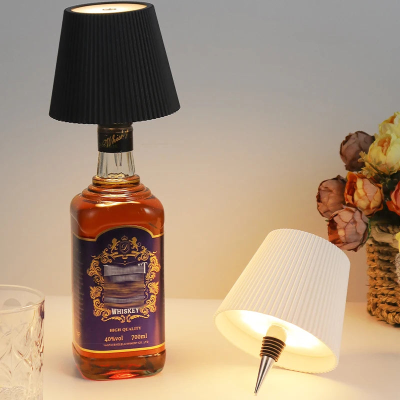 Lampada da tavolo a LED a righe sottili per bottiglie di vino, controllo touch.