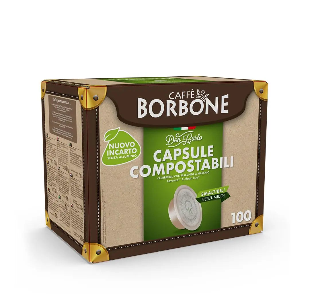 Caffè Borbone Don Carlo Compostabile, Miscela Oro - 100 Capsule - Compatibili con le Macchine ad uso domestico Lavazza* A Modo Mio*
