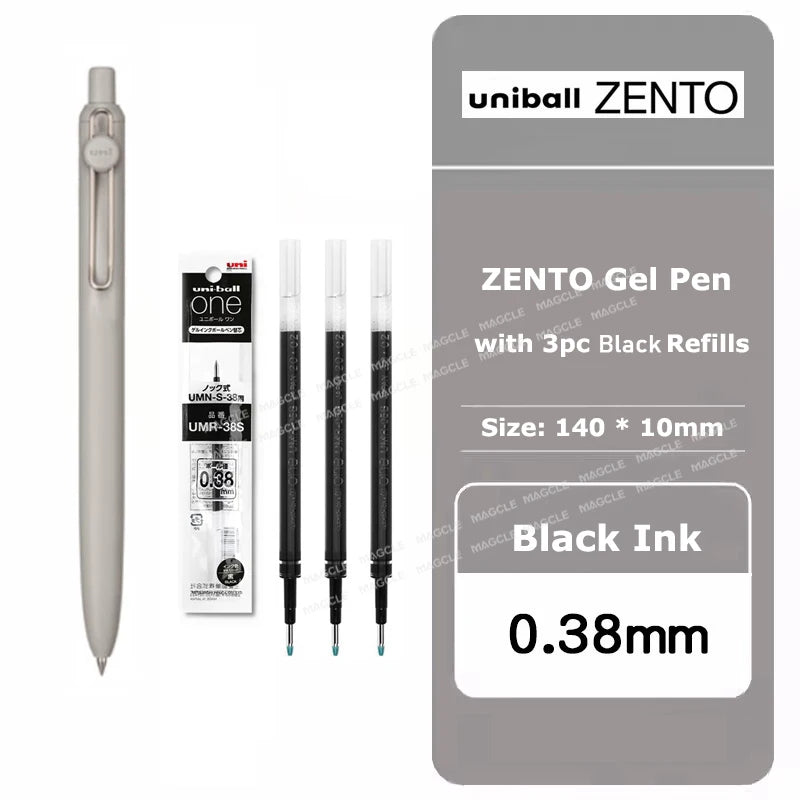 Penna gel Uniball ZENTO 0.38/0.5mm – Scrittura fluida a base d'acqua, per scuola e ufficio