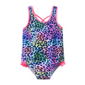 VIKITA Costumi da bagno per bambine, costume intero con stampa leopardata e cartoni animati, abbigliamento da spiaggia estivo colorato per bambini