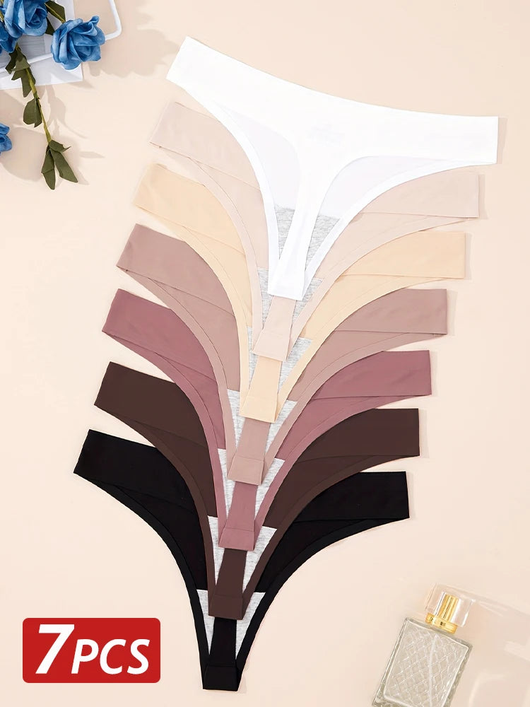 Set di 7 slip perizoma da donna in senza cuciture, a vita bassa, morbidi, ultra sottili
