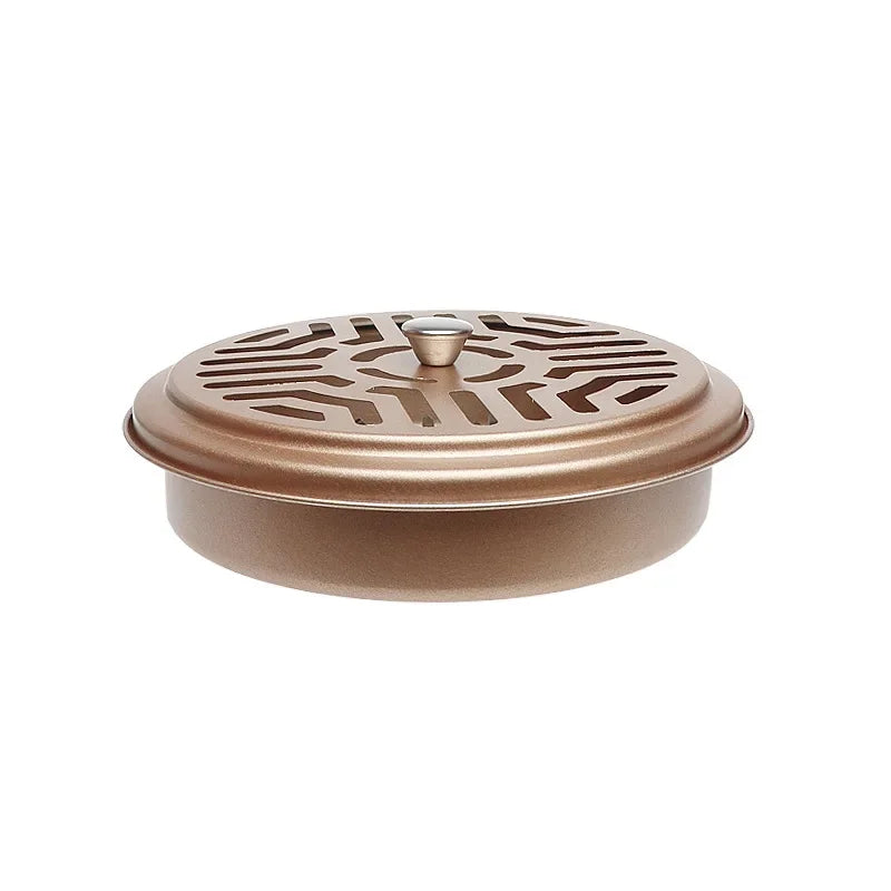 Scatola per spirale antizanzare ignifuga con coperchio rotondo, supporto per spirale da esterno dentellato, vassoio per aromaterapia in ferro.er Nights Camping tools