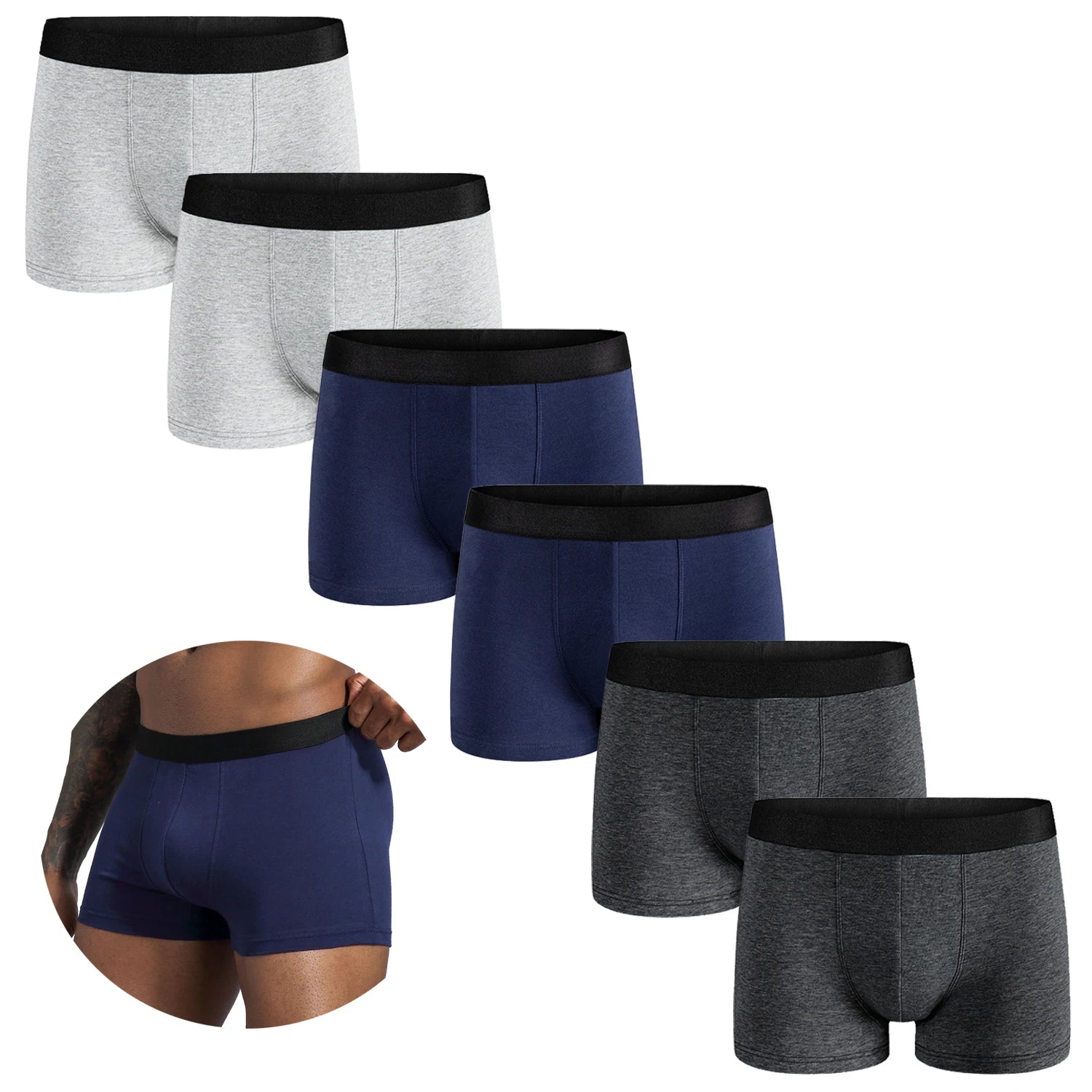 Confezione da 6 boxer da uomo, morbide e traspiranti
