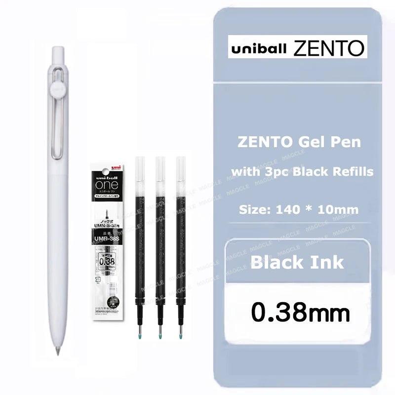 Penna gel Uniball ZENTO 0.38/0.5mm – Scrittura fluida a base d'acqua, per scuola e ufficio