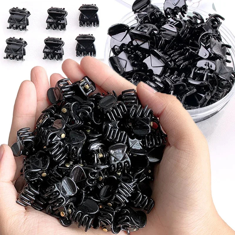 10-100 pezzi Piccoli fermagli per capelli a forma di artiglio per donne e ragazze, stile coreano, mini fermagli in plastica nera trasparente, forcine per capelli, accessori per acconciature per bambini