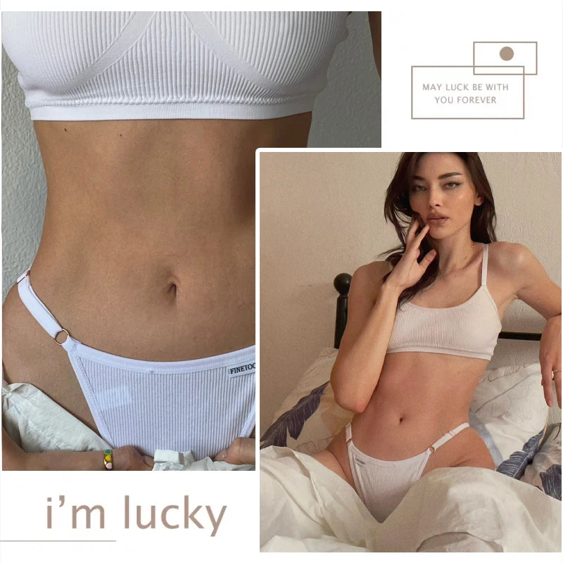 7PCS Cotton Panties Sexy Low Rise Thong For Women Fashion Seamle7 pezzi Mutandine in cotone a vita bassa perizoma da donna  senza cuciture