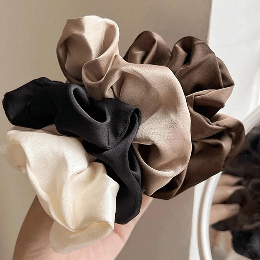 5 elastici per capelli grandi in vera seta stile retrò, di alta qualità, per donna, adatti per chignon, delicati sui capelli.