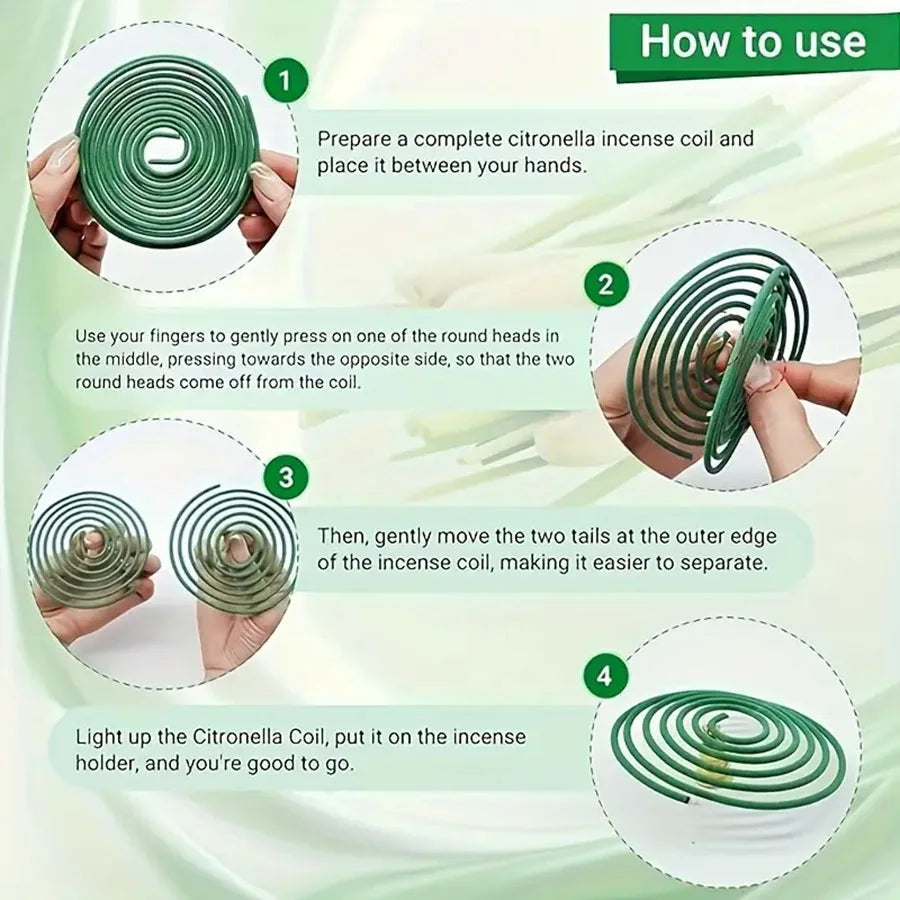 Incenso naturale alla citronella in spirale, 48 anelli/lotto, repellente per zanzare, per esterni.