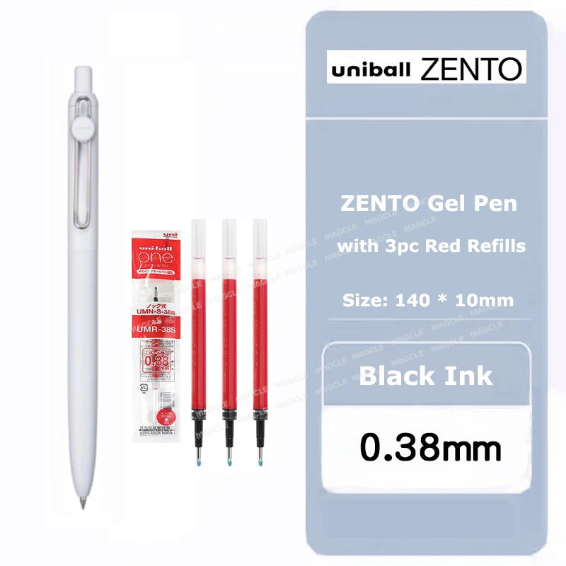Penna gel Uniball ZENTO 0.38/0.5mm – Scrittura fluida a base d'acqua, per scuola e ufficio