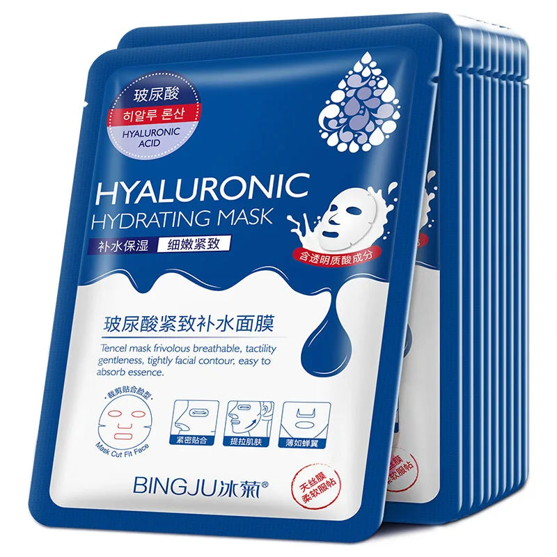 20pcs Hyaluronic Acid Collagen Face Mask skincare Moisturizing Firmi20 maschere viso in tessuto con acido ialuronico e collagene, idratanti, rassodanti e nutrienti, per la cura della pelle in stile coreano.
