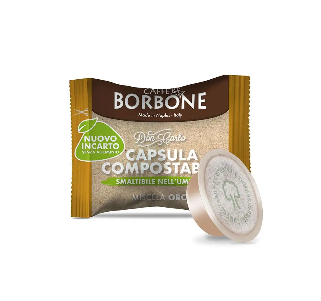 Caffè Borbone Don Carlo Compostabile, Miscela Oro - 100 Capsule - Compatibili con le Macchine ad uso domestico Lavazza* A Modo Mio*