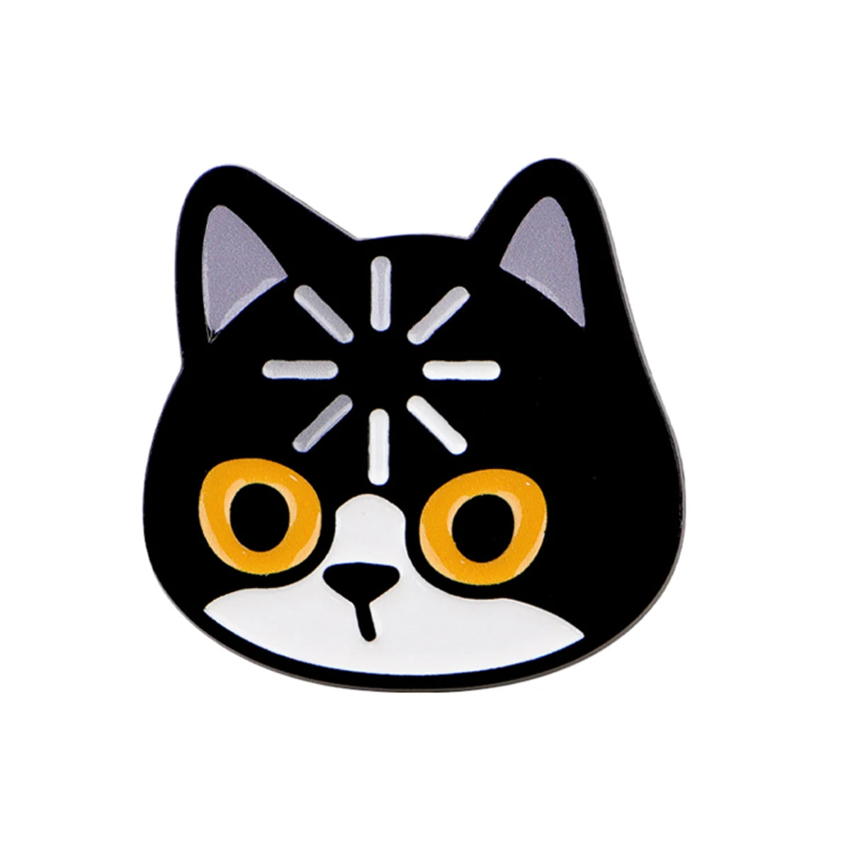 Spilla smaltata gatto nero "Caricamento" – Pin da bavero per zaino, abbigliamento e accessori