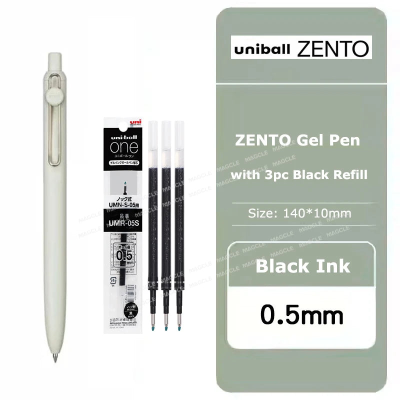 Penna gel Uniball ZENTO 0.38/0.5mm – Scrittura fluida a base d'acqua, per scuola e ufficio