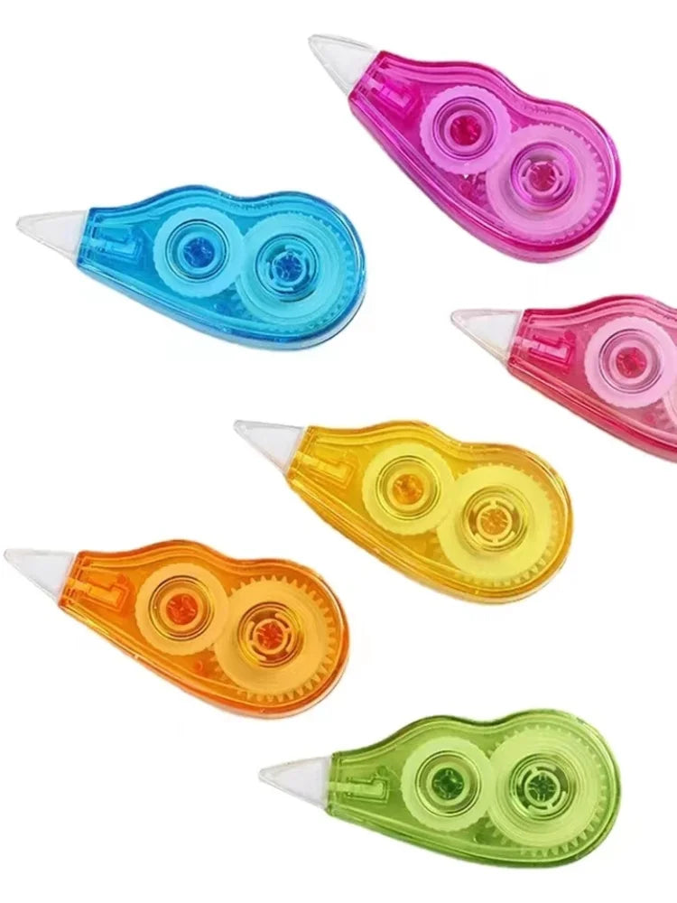 Set di 6 nastri correttori Kawaii con design meccanico e carino, perfetti per decorare diari e materiale scolastico