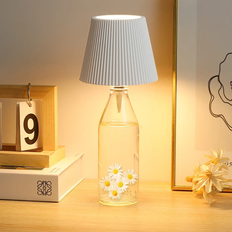 Lampada da tavolo a LED a righe sottili per bottiglie di vino, controllo touch.