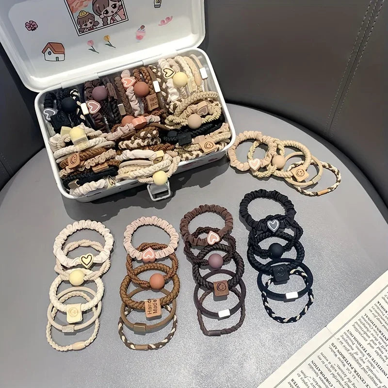 Elastici per capelli stile Boho Chic – Set con ciondoli a cuore e perline, per tutti i tipi di capelli