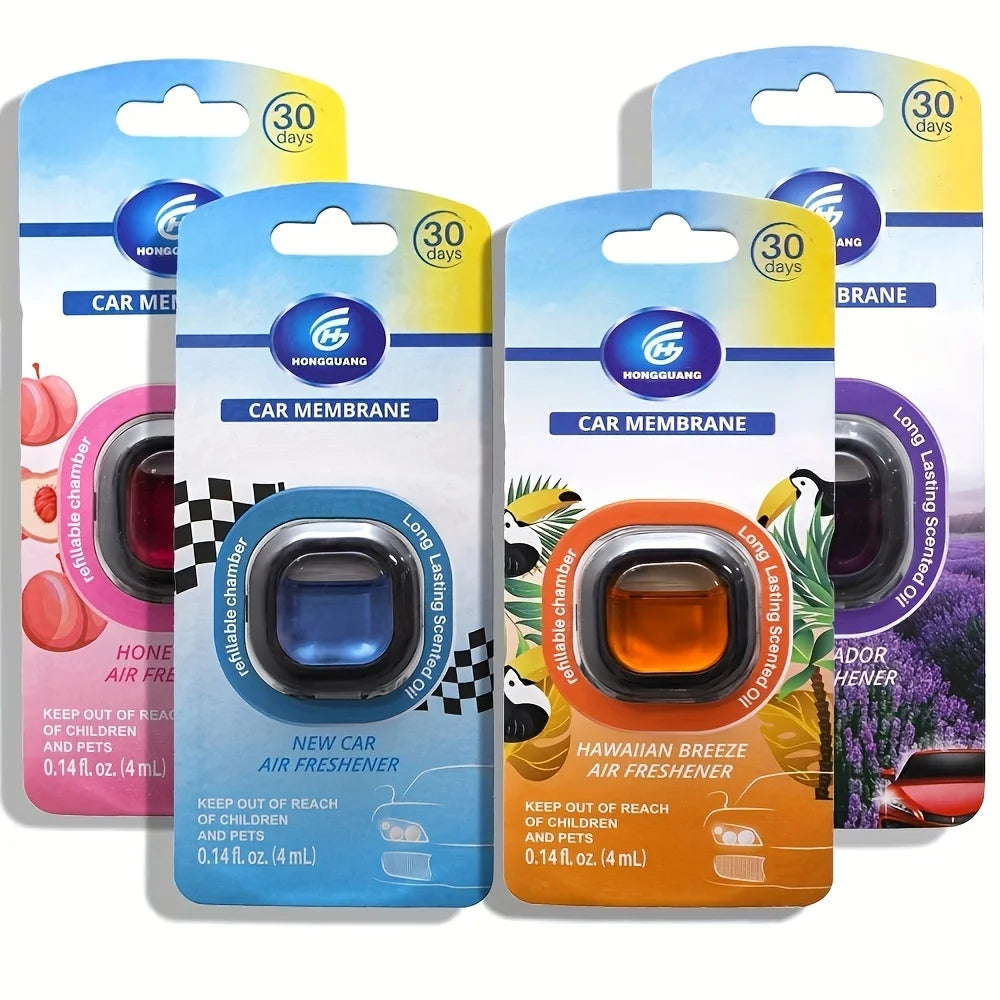 Deodorante per auto a lunga durata (30 giorni), con clip per bocchetta di ventilazione, aroma di oli essenziali, elimina odori, 4 g ciascuno, fonte di fragranza atossica.