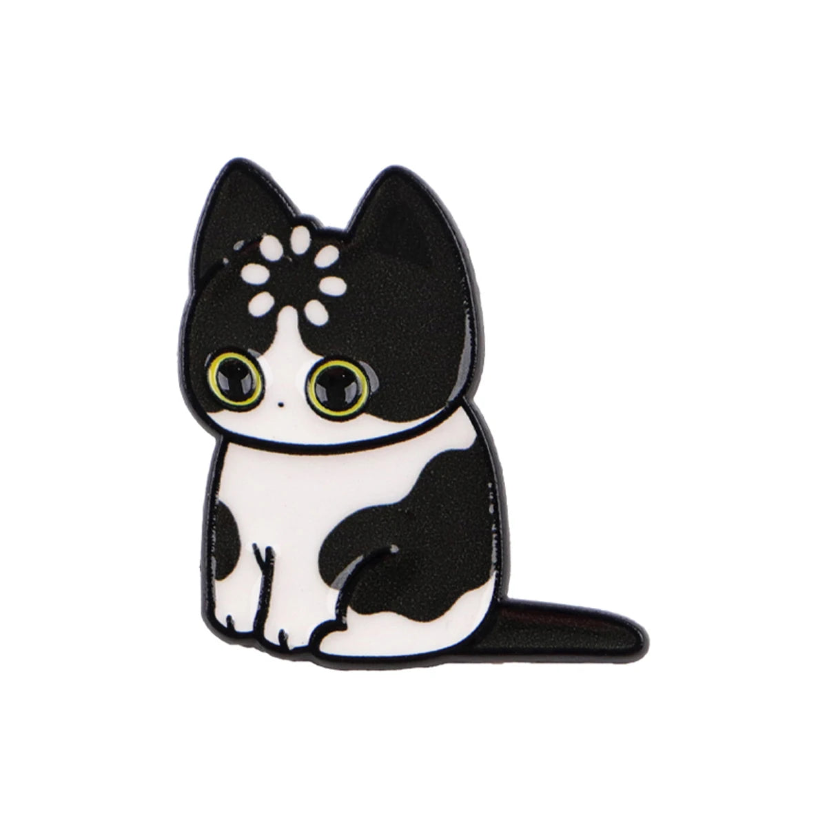 Spilla smaltata gatto nero "Caricamento" – Pin da bavero per zaino, abbigliamento e accessori
