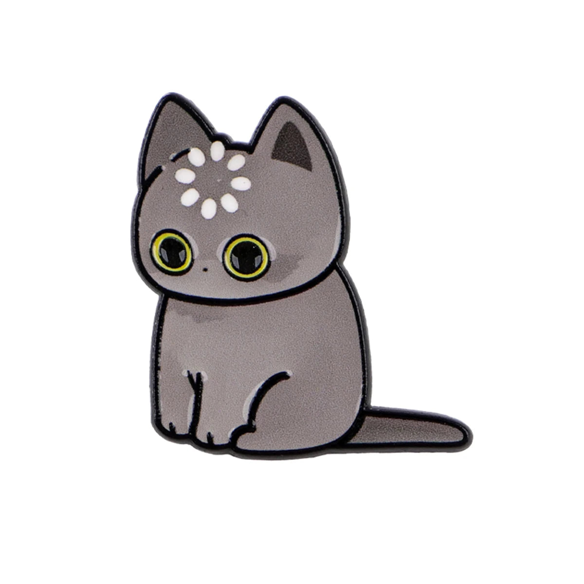 Spilla smaltata gatto nero "Caricamento" – Pin da bavero per zaino, abbigliamento e accessori