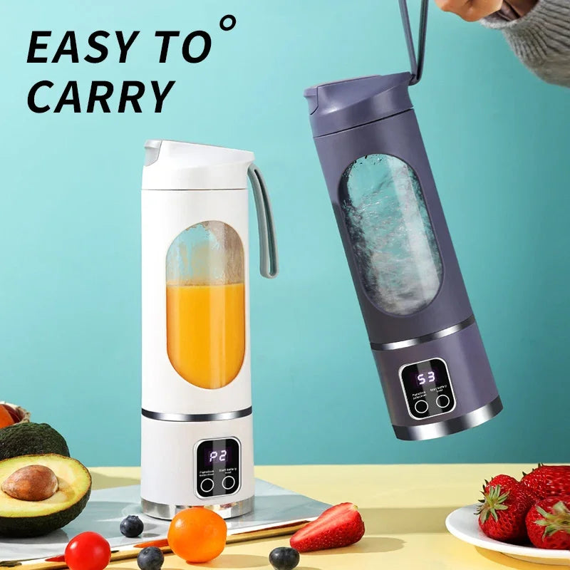Spremiagrumi portatile a 10 lame, capacità 450 ml, 3 velocità, ricaricabile tramite USB, frullatore, tritaghiaccio, per preparare frullati/ghiacciati
