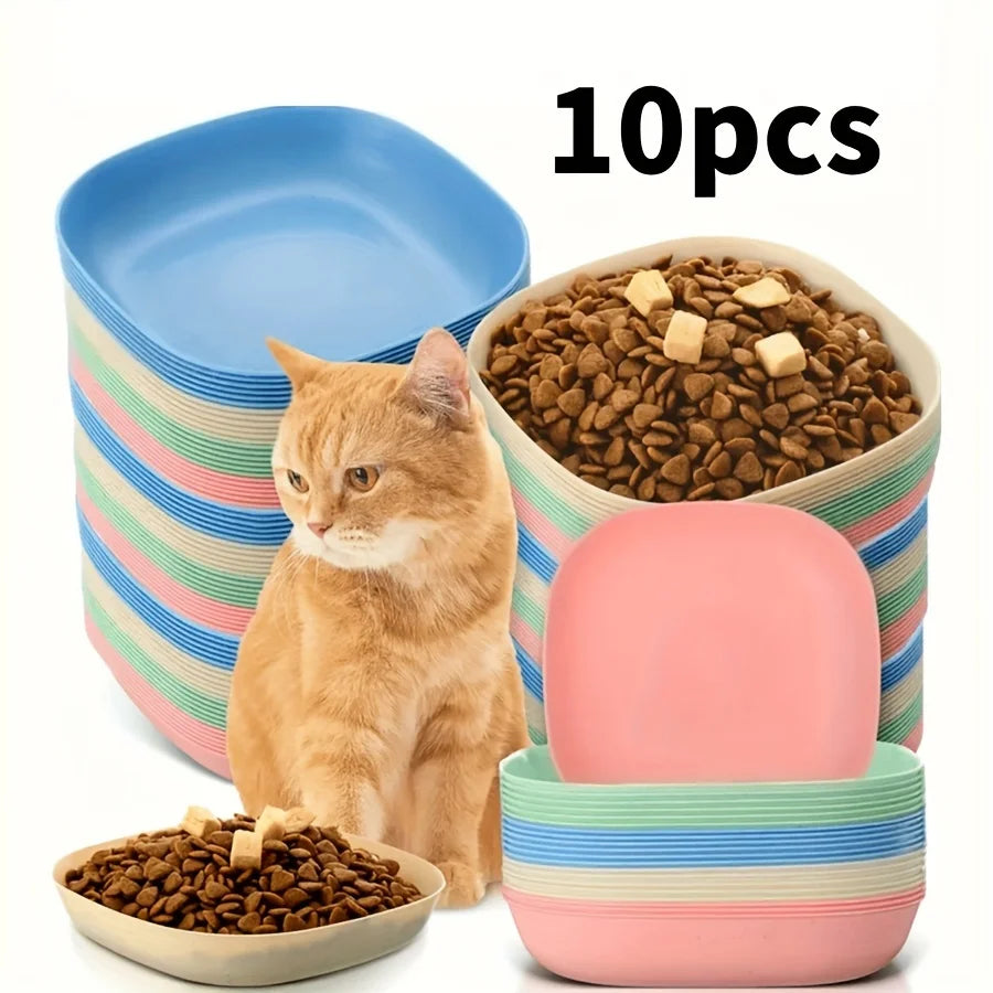 Set di 3/10/20 ciotole in plastica antiscivolo per gatti, ciotole basse per cibo e acqua, adatte a gattini, gatti a zampe corte, furetti e gatti randagi.