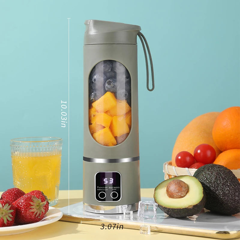 Spremiagrumi portatile a 10 lame, capacità 450 ml, 3 velocità, ricaricabile tramite USB, frullatore, tritaghiaccio, per preparare frullati/ghiacciati