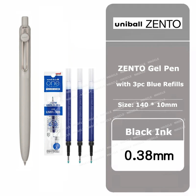 Penna gel Uniball ZENTO 0.38/0.5mm – Scrittura fluida a base d'acqua, per scuola e ufficio