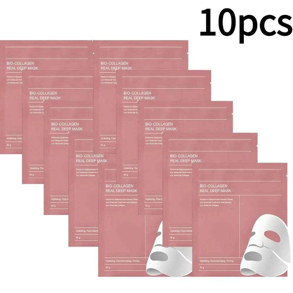 1-10 pezzi Maschera viso al bio collagene, idratante profonda, maschera notte, restringe i pori, idratante, rinfrescante, illuminante, cura della pelle coreana