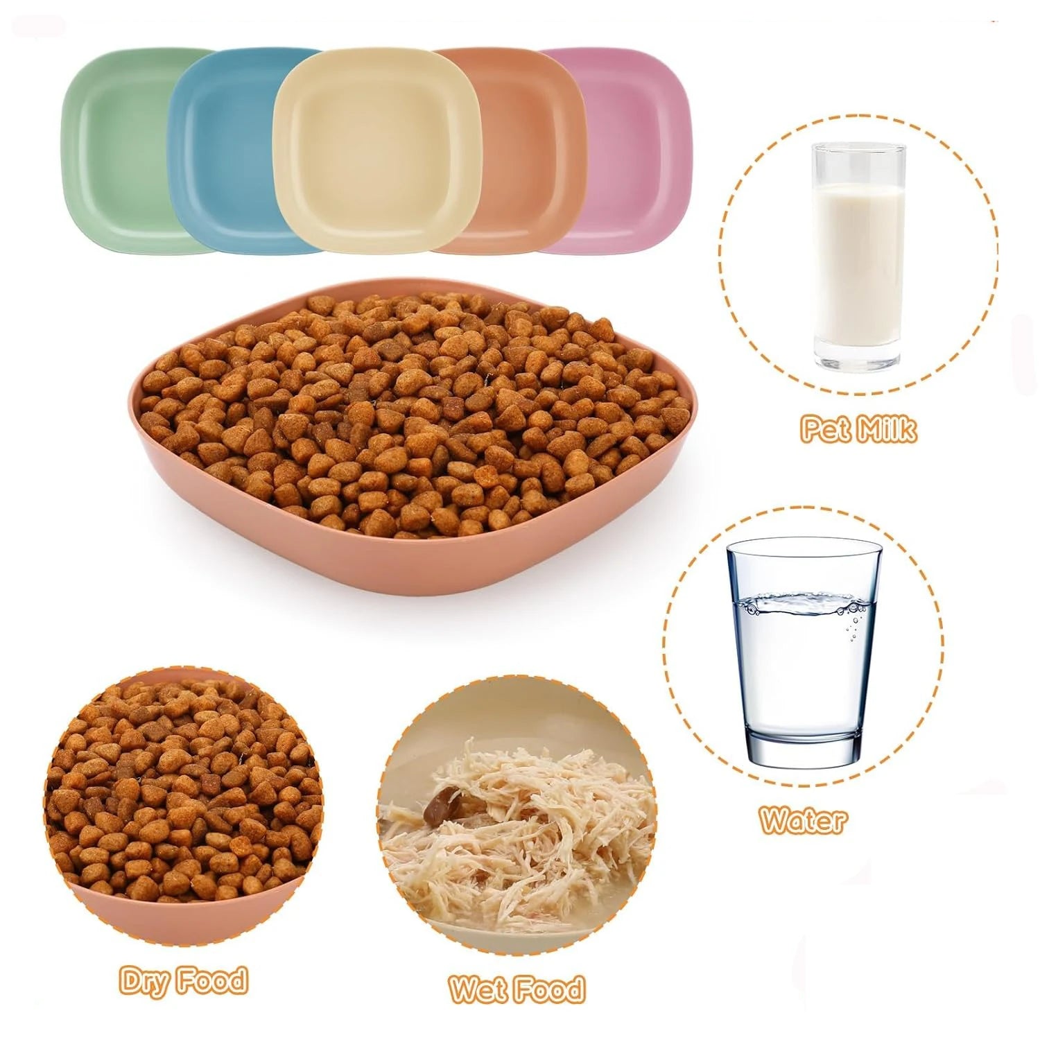 Set di 3/10/20 ciotole in plastica antiscivolo per gatti, ciotole basse per cibo e acqua, adatte a gattini, gatti a zampe corte, furetti e gatti randagi.